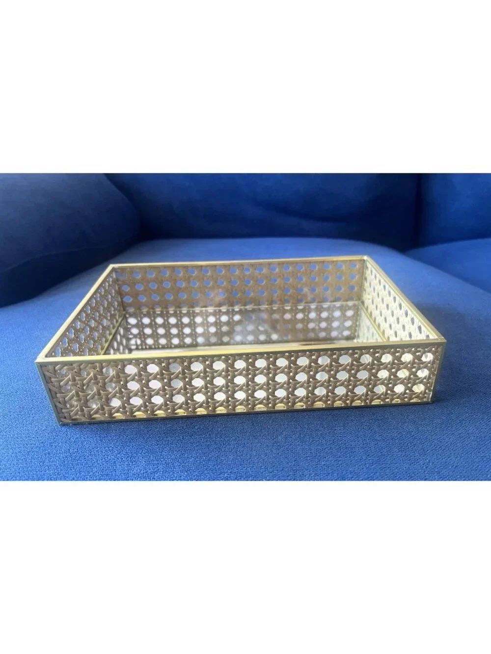 Rattan Woven Tray Designer Vanity Mirrored CANED Bathroom Serving 13